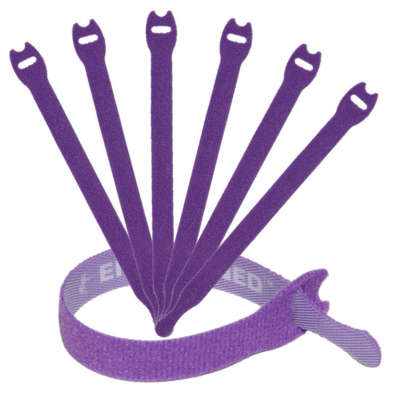 ENVISIONED Reusable Cable Ties 1/2" x 8" for Cable Management and Organizing Cords - 30 Pack Bundled with 2 Bonus Cinch Straps (Purple) - Image 1